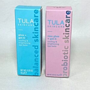 Lot of 2 Tula Glow & Get It Rose Cooling And Brightening Eye Balm 0.35 oz NIB